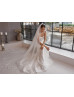 Square Neck Ivory Glitter Lace Wedding Dress With Detachable Train Square Neck Ivory Glitter Lace Wedding Dress With Detachable Train